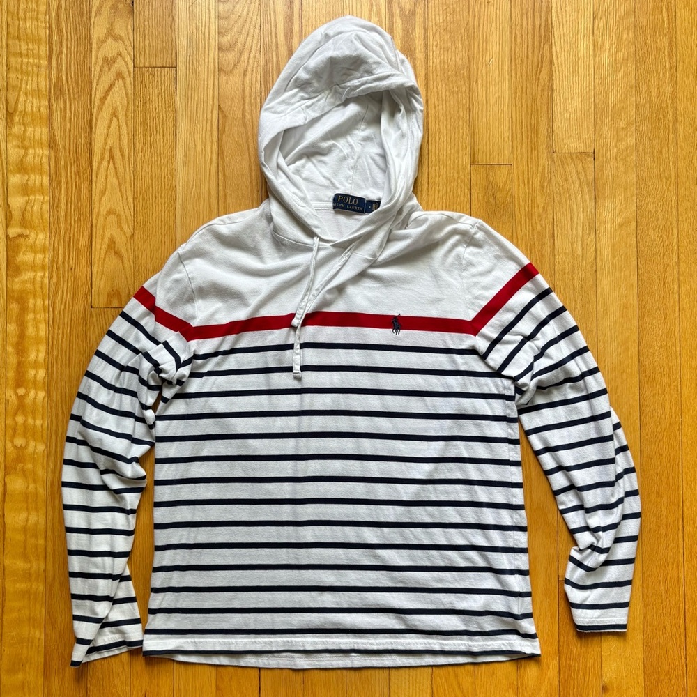 Polo by Ralph Lauren White and Red Striped Hoodie